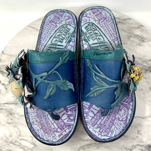 Macanna 3D Floral Mixed Media Print Leather Platform Sandals 7/37 Maximalist - Picture 6 of 16